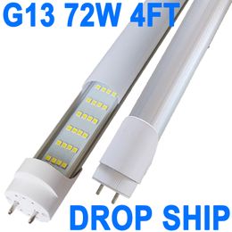 4FT LED-buislicht, NO-RF RM Driver T8 T10 T12 LED-lamp, 4 rijen 72W 7200LM, 6500K daglicht, melkachtige afdekking, Bi-Pin G13-basis, 4 voet TL-buisvervangingskast crestech