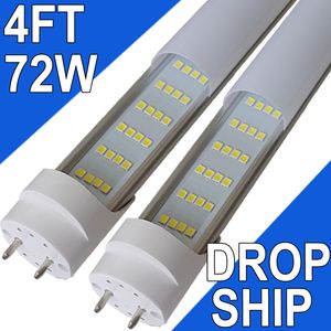 4FT LED-buislicht, NO-RF RM Driver T8 T10 T12 LED-lamp, 4 rijen 72W 7200LM, 6500K daglicht, melkachtige afdekking, Bi-Pin G13-basis, 4 voet TL-buisvervanging usastock