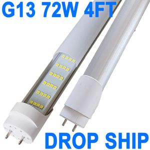 Tube lumineux LED de 1,2 m, pilote NO-RF RM, ampoule LED T8 T10 T12, 4 rangées 72 W 7 200 lm, lumière du jour 6 500 K, couvercle laiteux, base G13 à deux broches, tube fluorescent de rechange pour armoire Crestech