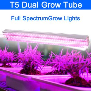 Luces LED de cultivo T5 HO de 2 pies, tubo doble de espectro completo, barra de tira T5 integrada, accesorios de lámpara de cultivo, cadena de tracción de encendido/apagado incluida