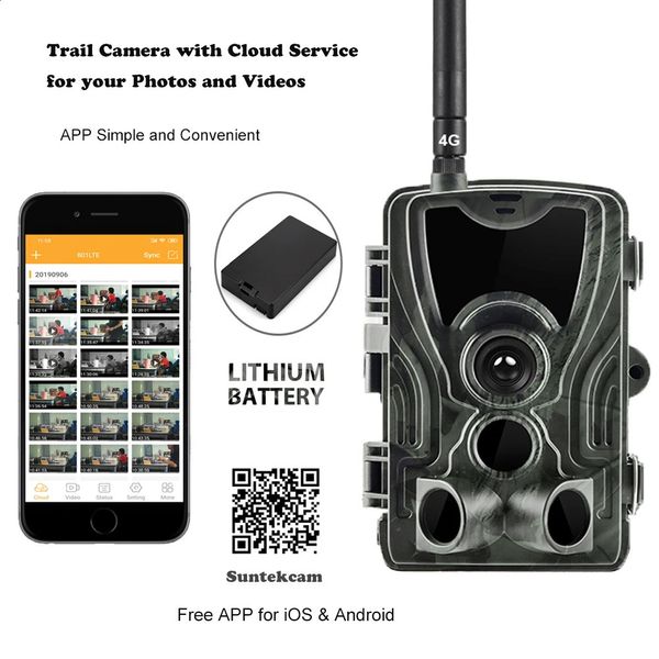 Caméra de chasse et de suivi des sentiers, spectacle en direct, 4G, 4K, application Cloud, HC801PROLI, batterie rechargeable 5000Mah, Vision nocturne 30mp, Po 240126