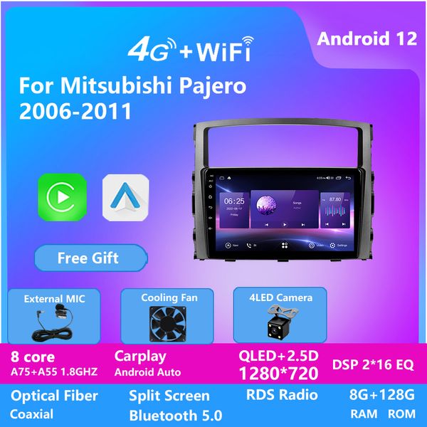 Lecteur vidéo d'autoradio Android 10 pouces avec Navigation d'itinéraire à écran HD pour Mitsubishi PAJERO 2006-2011