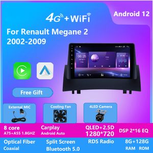 Lecteur DVD vidéo de voiture Android 12 8 cœurs pour système de divertissement de Navigation Gps Renault MEGANE 2 avec Bluetooth Wifi