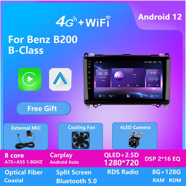 Reproductor de Android con navegación GPS y vídeo Multimedia para coche para BENZ B200 B-CLASS 2006-2012 DSP Bluetooth WIFI