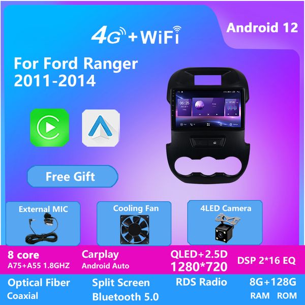 Lecteur vidéo multimédia de voiture de 9 pouces, écran tactile Full HD 1080P MP5 pour Ford Ranger 2011 – 2014