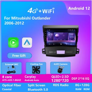 Touchscreen Auto Multimedia Video GPS Navigatie Ingebouwde DSP Stereo Radio Android 12 DVD-speler voor Mitsubishi Outlander 2006-2012 128G