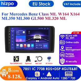 4G 9inch 2din Android 12 Autoradio GPS voor Benz ML W164 X164 ML350 ML300 GL500 ML320 ML280 GL350 Auto Audio Stereo Navigatie BT