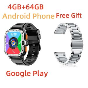 4G Android Smart Watch 2.03 '' pour les hommes Business Heart Rate Monitor 64 Go Rom Carte SIM enfichable 4G avec WiFi GPS WaterPoof