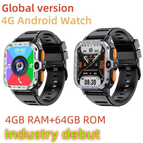 4G Android Smart Watch 2.03 '' pour les hommes Business Heart Rate Monitor 128 Go Rom Carte SIM enfichable 4G avec WiFi GPS Waterpoof