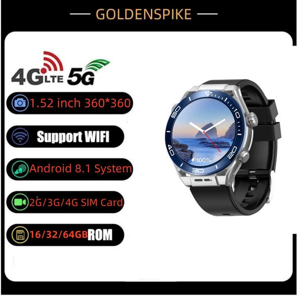 4G Android Watch HD CAMERIE arrière Musique Smart Watch avec GPS WiFi Bluetooth Music Calculatrice vidéo Gale