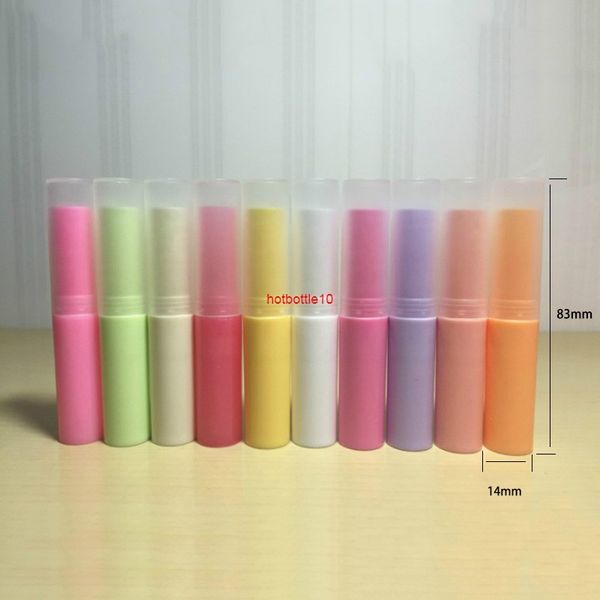 Embalaje de bálsamo labial 4g, lápiz labial hecho a mano, tubo de plástico, contenedor de brillo colorido, envío gratis