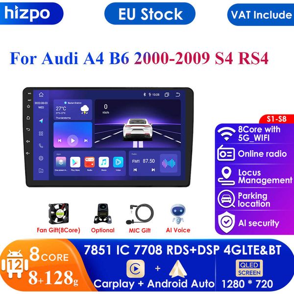 Lecteur multimédia de voiture Android 4G-LTE pour Audi A4 2000-2009 S4 B6 B7 Seat Exeo RS4 Carplay GPS Navi Radio stéréo Audio