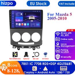 4G-LTE Carplay 8G + 128G 9 pouces 2din Android Autoradio GPS pour Mazda 5 2005-2010 Autoradio multimédia stéréo vidéo Audio BT RDS