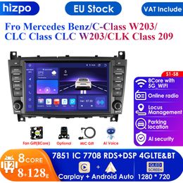 4G-LTE Carplay Android Autoradio GPS voor Mercedes Benz C-klasse W203/CLC W203 CLK W209 Multimedia RDS 2din Autoradio Stereo Video