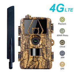 4G LTE Hunting Trail Camera 60MP HD 8K App Control Night Vision Po Trap met Sim Card Cellular Mobile Wireless Wildlife Cam 240423