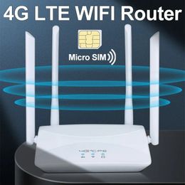 Routeur WiFi LTE 4G 150 Mbps 4 Antennes externes Signal de puissance Spot de secteur de la connexion filaire Micro SIM Intelligent Micro SIM Card 240522