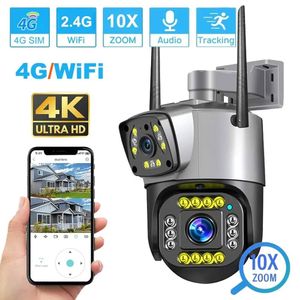 4G SIM 4MP Wifi IP caméra double lentille Protection de sécurité Ai moniteur humain extérieur étanche nuit CCTV caméra de Surveillance vidéo