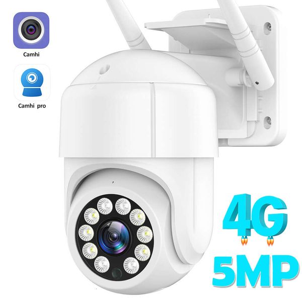 Cámara IP con tarjeta SIM 4G, cámara PTZ de 5MP con WIFI, cámara de seguridad CCTV inalámbrica para exteriores, seguimiento Ai, Audio y vídeo, vigilancia Camhi P2P