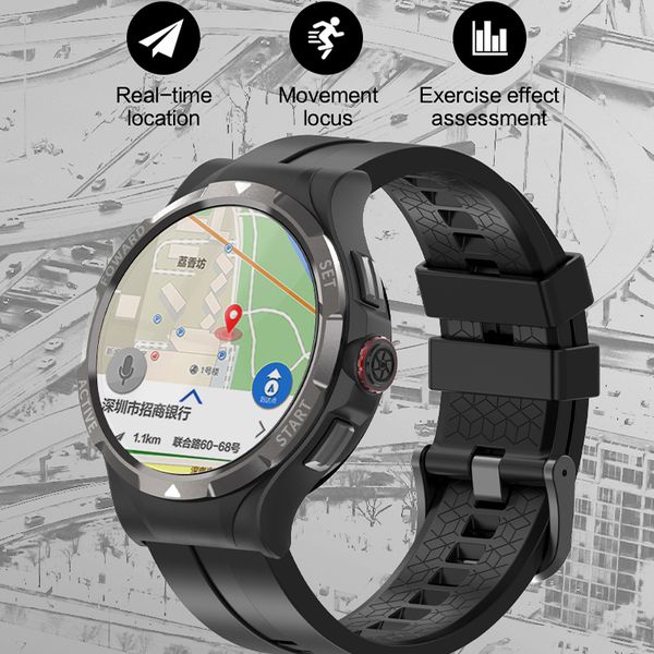 Montre connectée 4G Android OS Internet App Télécharger Jeux Appel vidéo Rotation Caméra SIM Appel 128G ROM 1,43