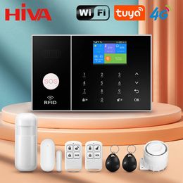 4G WiFi-alarmsysteem Tuya Smart Life APP-bediening voor huisbeveiligingsalarm PIR-sensor Deursensor Smart Home Kit Brandalarmpaneel 240219