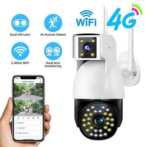 4G WiFi IP-camera PTZ Waterdichte buitencamera Dubbele lens Automatische tracking Smart Home Beveiliging CCTV-netwerk Webcam V380 HKD230825 HKD230828 HKD230828