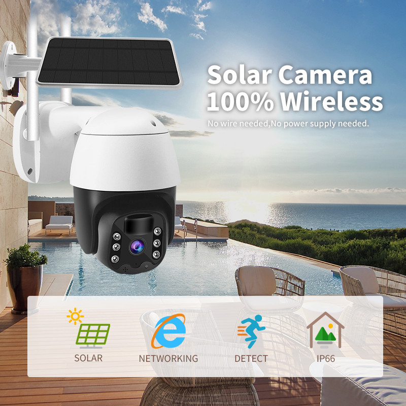 4G Wi-Fi Солнечные Камеры Solar Power PTZ Видео Охранная камера CCTV 3 миллиона пикселей