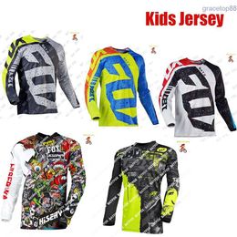 4g9u Heren T-shirts Kinderen Off Road Racing T-shirt Batfox Downhill Jersey Mtb Bike Childrens Motocross Dh Mx Kind Motocross kleding