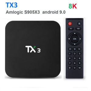 4GB 32GB TX3 Android 9.0 TV Boîte AMLOGIC S905X3 32GB Quad Core 2.4G / 5GHz WIFI BT 8K Player