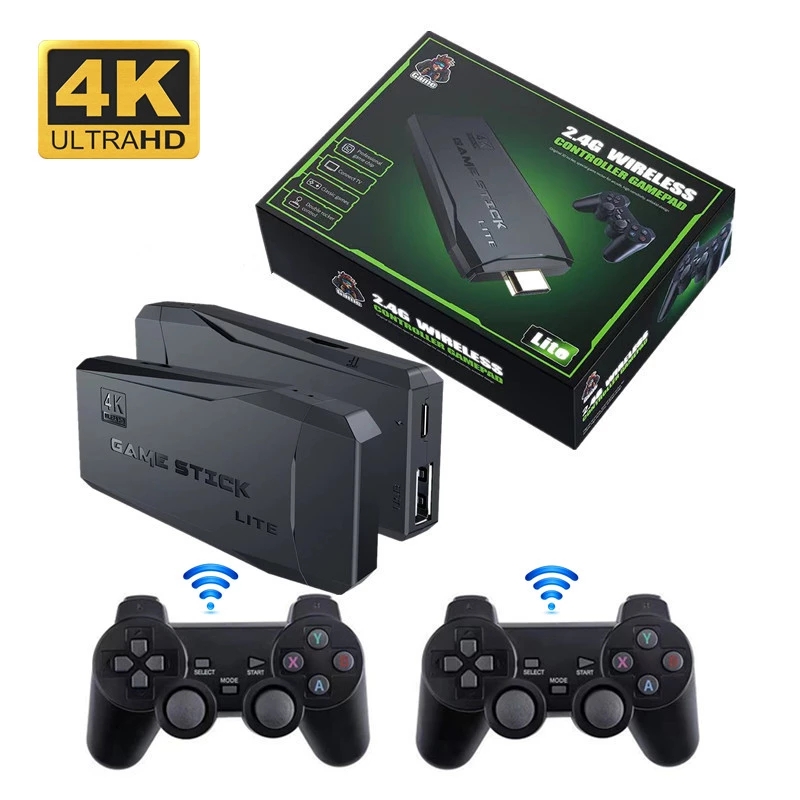 GSF M8 Video Handle Console 2.4G Double Wireless Controller Game Stick 4K 32GB 64 GB Retro för PS1/GBA