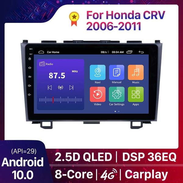 Reproductor de Radio y DVD para coche con pantalla táctil HD de 4GB de RAM, unidad principal Android 10 para Honda CRV 2006-2011, sistema de navegación GPS estéreo, Bluetooth SWC