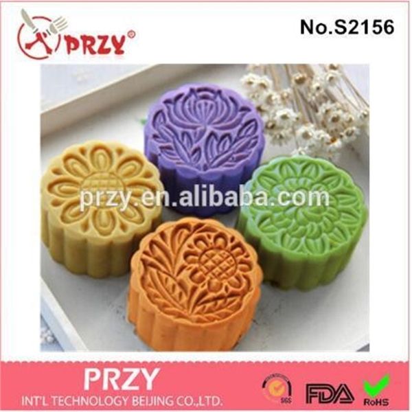 4hole Moon Cake Hecho a mano Jabón Molde Silicona Jabón Molde DIY Moldes Vela Fondant Cake Decorating Herramientas Moldes Caucho de silicona PRZY T200703