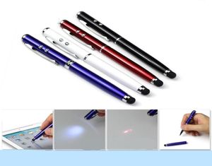 4in1 Capacitieve Stylus Pen Laser Pointer Zaklamp Samsung IPAD Balpen Lasercapaciteit Iso 4S Metalen Touch Pen Laser Poin7489447