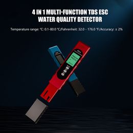 4in1 Tester de qualité de l'eau numérique TDS Maut de compteur EC 0-9990 Tester PPM TETTRAY TEMPER