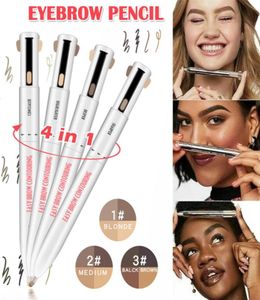 4in1 Gemakkelijk te dragen Wenkbrauwversterkers Contourpen Waterdicht Definiëring Markering van wenkbrauwen Wenkbrauwpotlood Make-up Cosmetisch 3pcs6454431