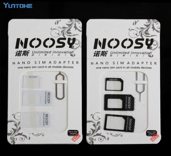 Adaptateur de carte SIM Noosy Nano 4 en 1 Adaptateur de cartes Micro Sim Adaptateur de carte SIM standard avec broche d'éjection pour Iphone Samsung 300pcslo2955803