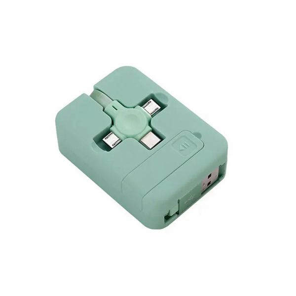 Cable Micro USB tipo C retráctil 4 en 1 para iPhone 14, 13, 12, 11 Pro Max, con soporte para teléfono, Cable de datos de carga