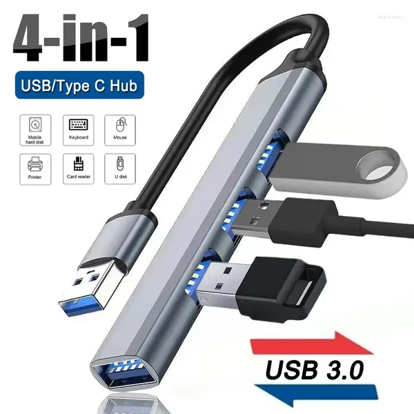 Hub USB OTG 4 en 1, expansor de Puerto USB 3,0, extensor tipo C, cargador multipuerto, transferencia de datos, divisor de alta velocidad, portátil, Huawei, Lenovo