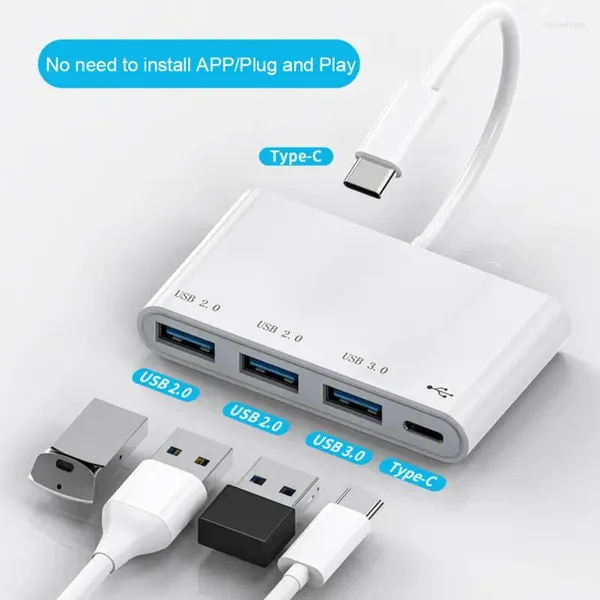 Hub USB 3.0 C 4 en 1, 4 ports USB 3.0 2.0, extension type-c, adaptateur multi-séparateur OTG pour ordinateur PC