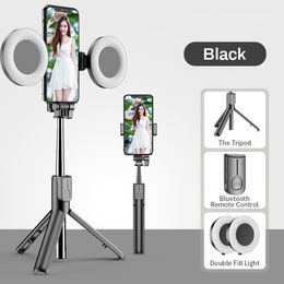 4in1 sans fil Bluetooth compatible Selfie Stick LED anneau lumineux monopode de poche extensible trépied en direct pour iPhone X 8 Android