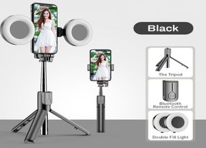 4in1 Draadloze Bluetooth-compatibele Selfie Stick LED-ringlicht Uitschuifbare Handheld Monopod Live-statief voor iPhone X 8 Android5532916