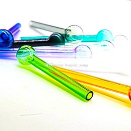 4 pouces coloré Pyrex brûleur à mazout tuyau tobcco herbe ongles eau main tuyaux fumer accessoires verre Tube