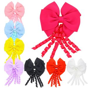 4 pulgadas korker streamer ribbon elástico bobble Grosgrain Ribbon Long Korker Tail Fancy Cute Hair Bow con clip para niñas 40pcs / set 3149 T2