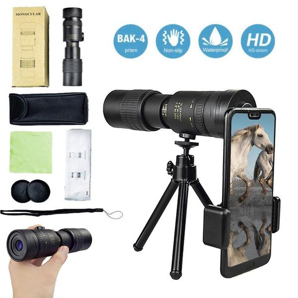 4K 10-300X40mm Super Telepo Zoom monoculaire télescope Portable plage voyage Camping prend en charge Smartphone pour prendre des photos