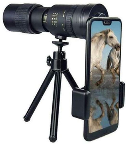 4K 10300x40mm Super Telepo Zoom Télescope monoculaire avec support de smartphone Tripod pour les oiseaux Regarder Hunting Camping Travelling2902769