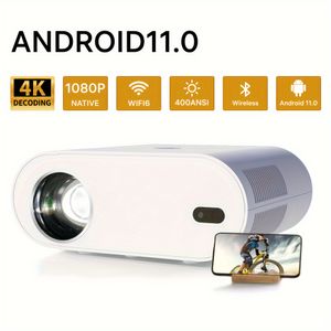 Projecteur à mise au point automatique 4K 1080P avec Android 11, double WIFI et correction Keystone pour cinéma maison