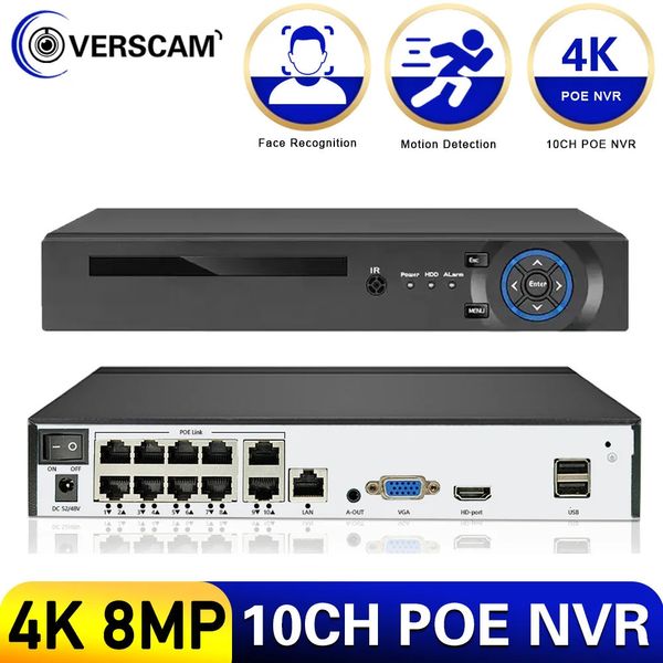 4K 10CH 8MP POE NVR enregistreur vidéo Audio caméra IP H265 système de vidéosurveillance réseau visage détecter P2P caméra de Surveillance vidéo RTSP 240219