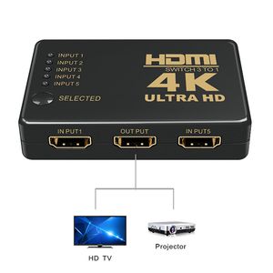 Divisor de Cable HDMI 4K 2K 5x1, adaptador conmutador de vídeo HD 1080P, 5 entradas, 1 puerto de salida, Hub HDMI para Xbox, PS4, DVD, HDTV, PC, portátil y TV