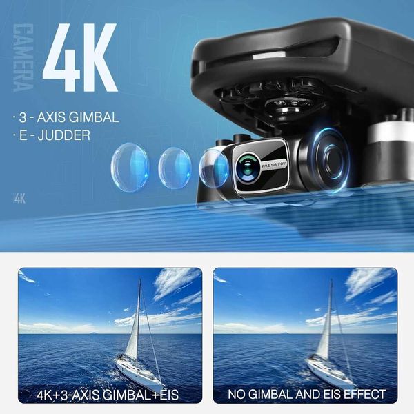 Gimbal de 3 ejes 4K, quadcopter RC plegable con video en vivo de 5G WiFi FPV, tiempo de vuelo de 50 minutos, control de aplicaciones, 2 baterías incluidas