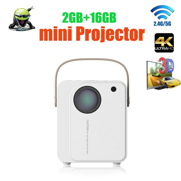 4K 3D mini proyector android 6.0 proyector inteligente 2.4G / 5G dual wifi BT4.1 full hd 1080p videojuego Beamer