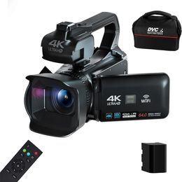 Caméra vidéo numérique 4K 60FPS, caméscope Vlog 64mp pour diffusion en direct, Webcam, Zoom 18X, écran tactile rotatif de 4 pouces, 240106